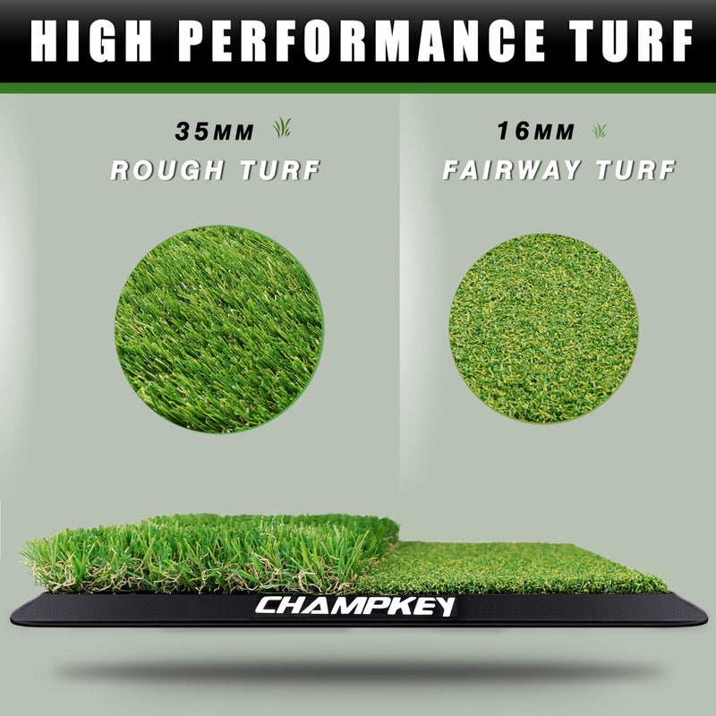 CHAMPKEY Dual-Turf Golf Hitting Mat | Come with 9 Golf Tees & 1 Rubber Tee | Heavy Duty Rubber Backing Golf Practice Mat Ideal for Indoor & Outdoor Trainingï¼ˆ13"x17", LITE Versionï¼‰ - Image 2